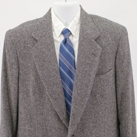 Christopher Hayes Other - DAMAGED Christopher Hayes Tweed Wool Gray Herringbone 2 Button Sport‎ Coat 42R